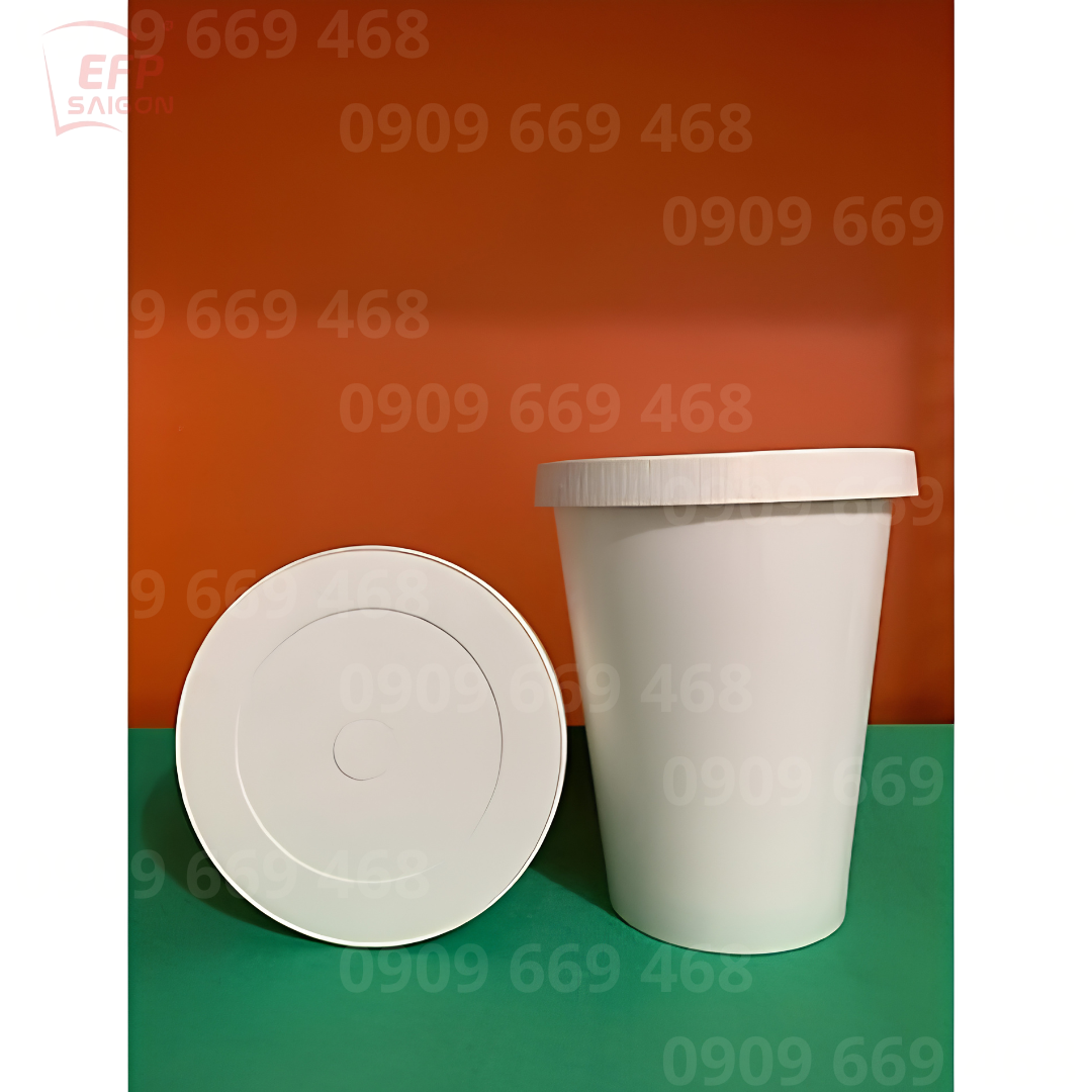 Nắp Giấy Trắng Phi 90 – Nắp Đậy Ly Giấy 12oz, 14oz, 16oz Cho Cafe & Take Away